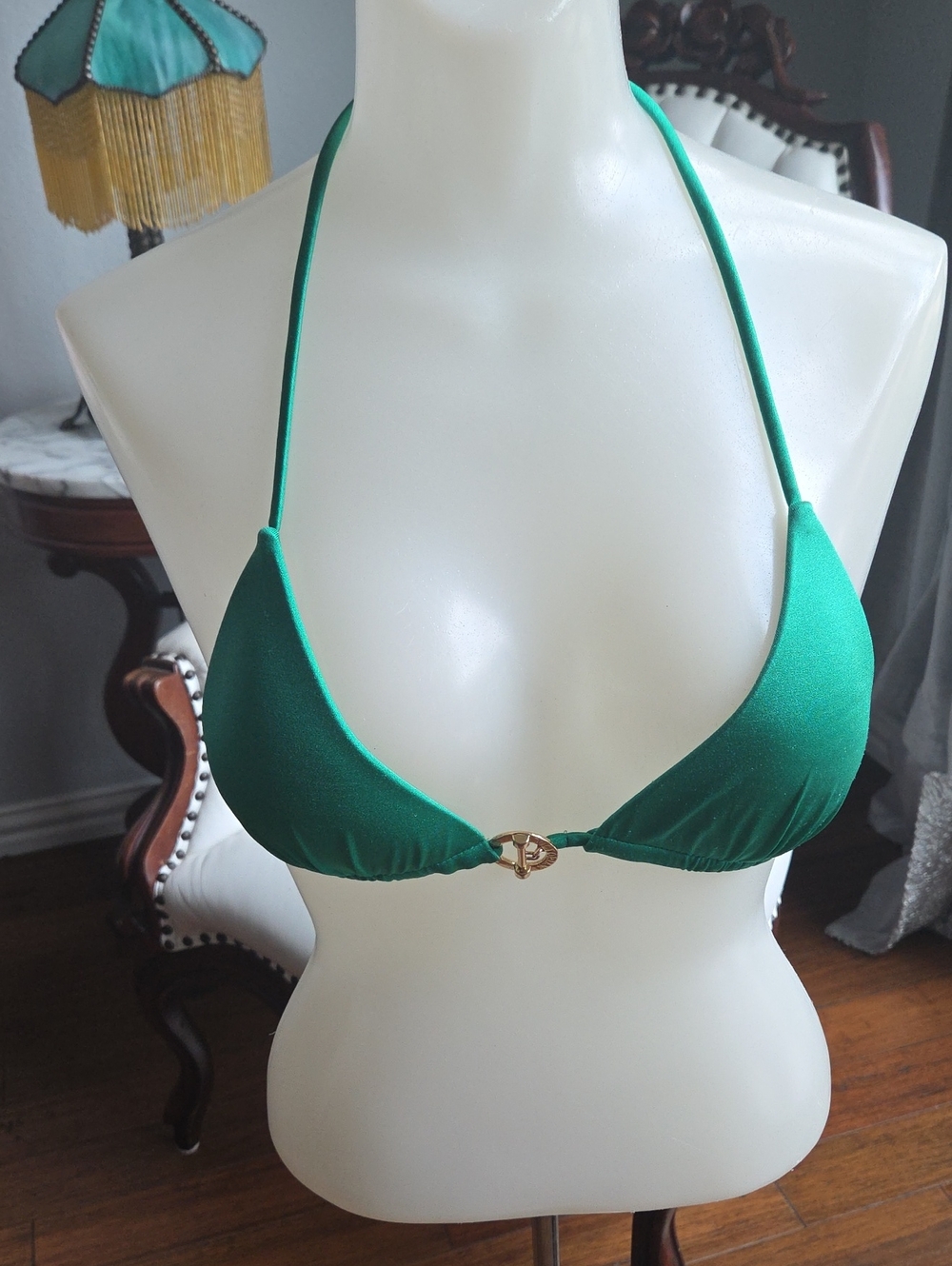 Victoria's Secret Emerald Green Bikini Top with Trim
